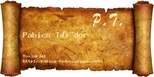 Pabics Tódor névjegykártya